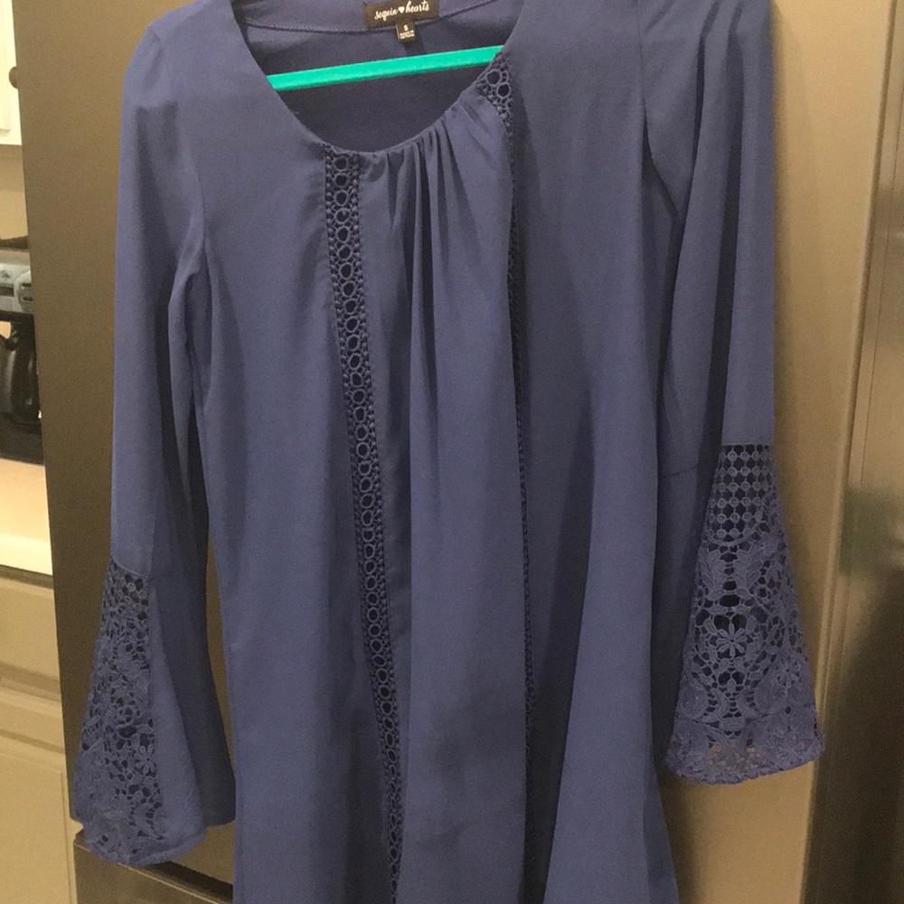 Blue Sequin Hearts dress with lace